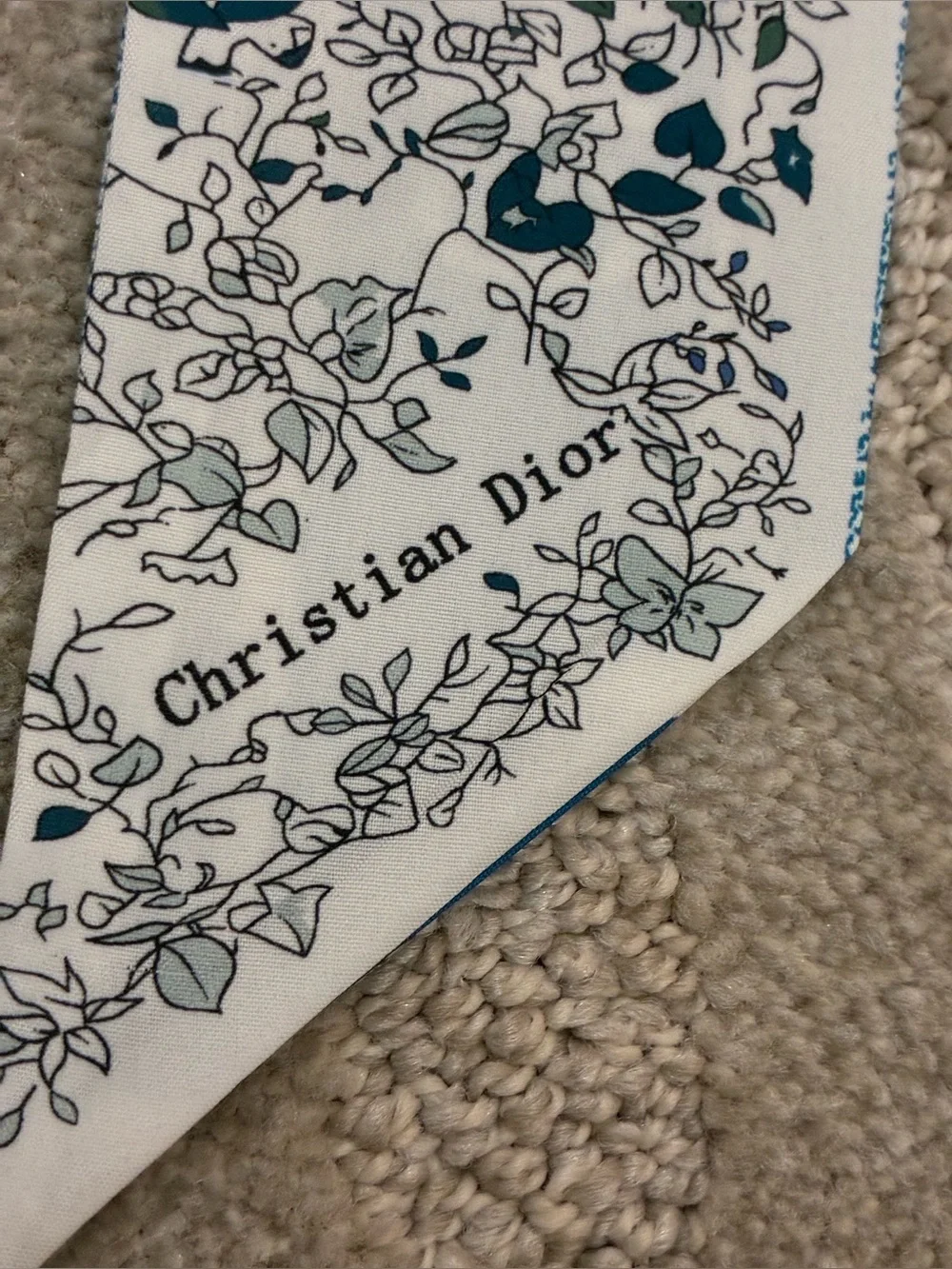 Dior Mitzah Silk Twilly Scarf Blue Toile de Jouy Hair Tie or Handle Wrap